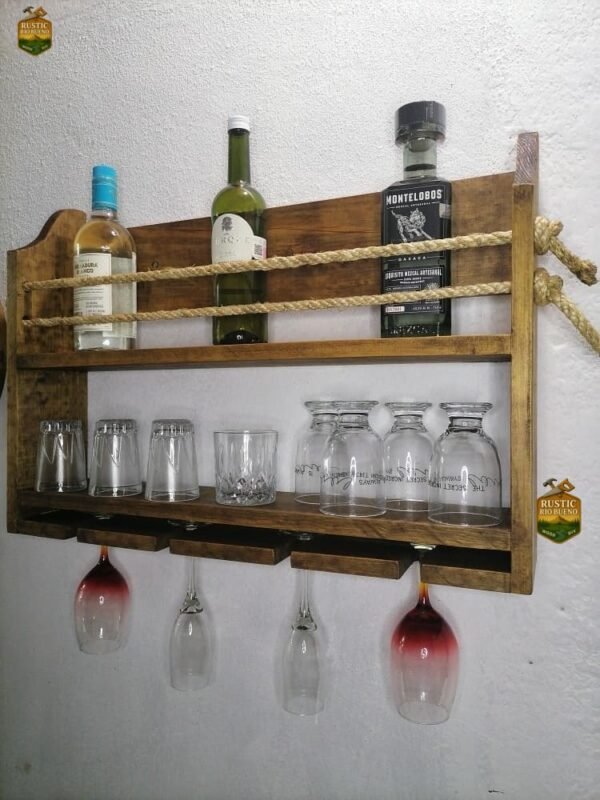 Repisa Cantina Flotante De Pared Porta Vinos Cava Rústico
