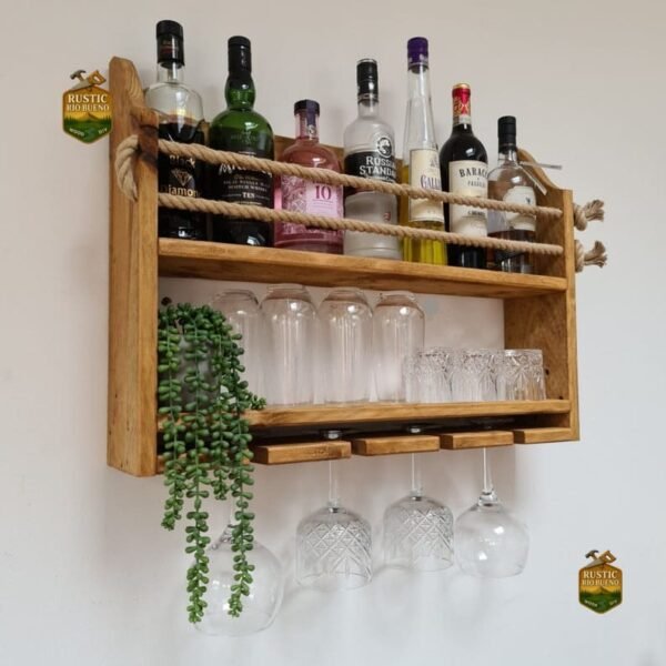 estante para vino de madera rustico