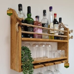 estante para vino de madera rustico