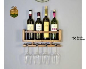 Porta Vinos Vinatera Cantinera Cantina Madera Nogal Copas