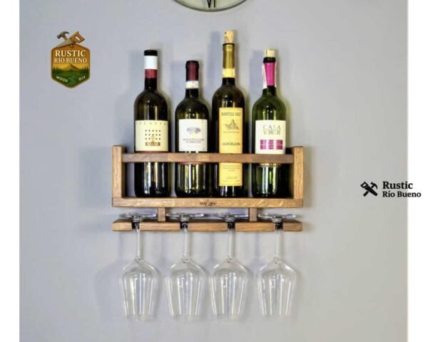 Porta Vinos Vinatera Cantinera Cantina Madera Nogal Copas