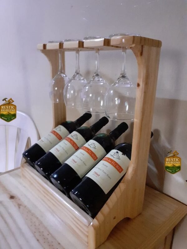 Mini  Bar Para Vinos  Y Copa Rustico De Madera