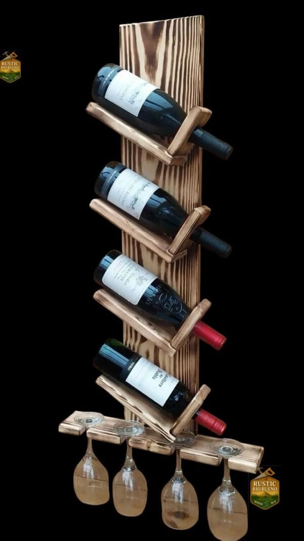 Vinoteca Cava Porta Vino Y Copas  Madera Pino Rustico