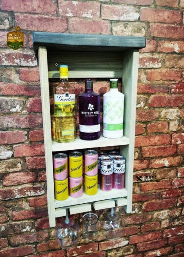 Porta Bar Para Botellas Y Copas De Madera Y Rustico