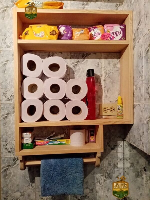 Repisa  Para Baño De Madera Rustica  De Decoración