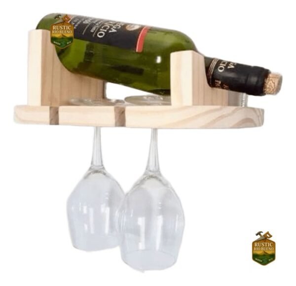 Mini Cava Pequeña Porta Vino Y Copas Madera Rustico