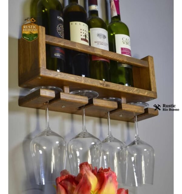 Porta Vinos Vinatera Cantinera Cantina Madera Nogal Copas