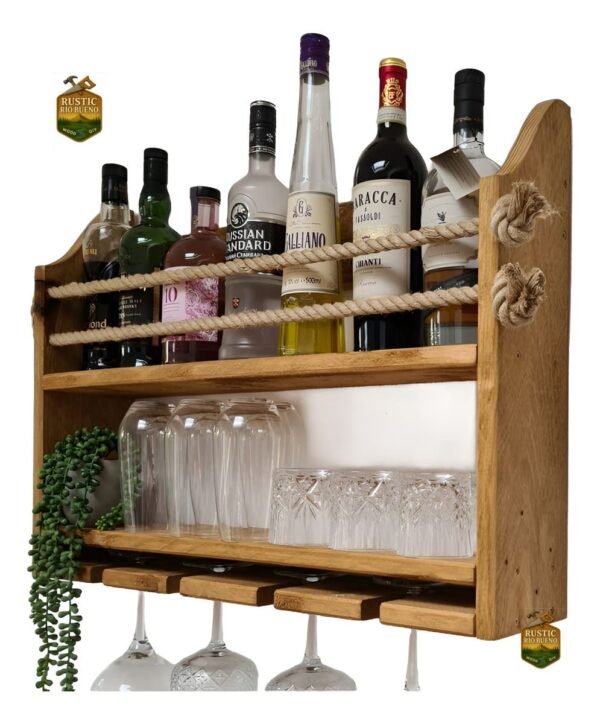 estante para vino de madera rustico