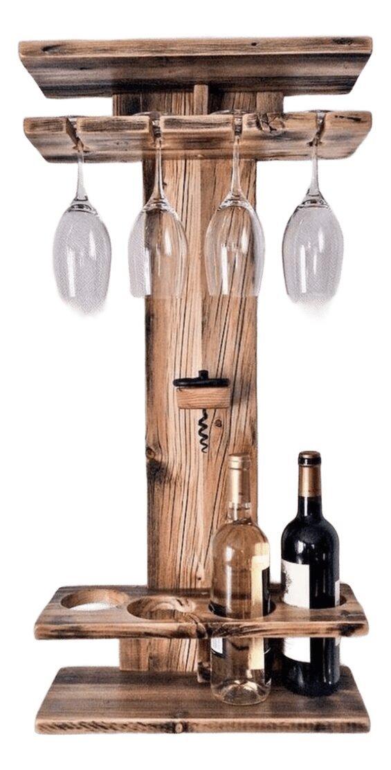 Bar Vino Y Copa De Madera Rustico Decoración