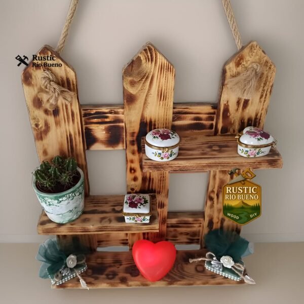Estante  De Madera Rustico De Decoración