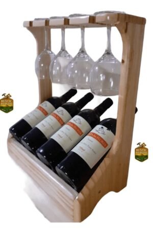 Mini  Bar Para Vinos  Y Copa Rustico De Madera