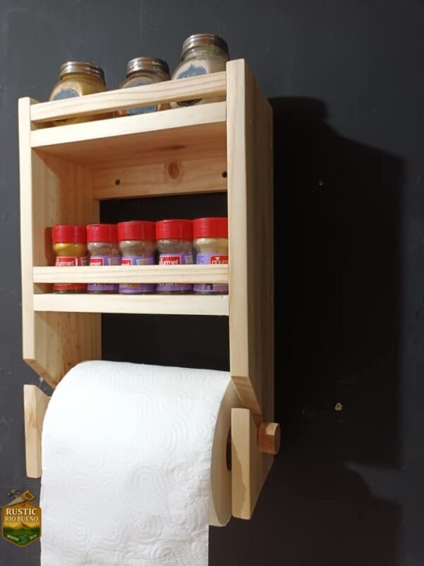 Repisa  Cocina Condimentos Con Portarrollo Organizador Cocina