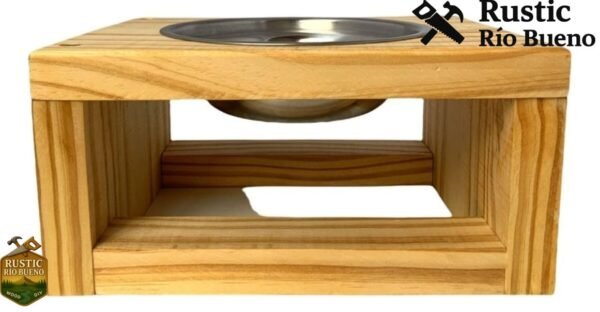 comedero bebedero elevado de madera rustico par tu mascota