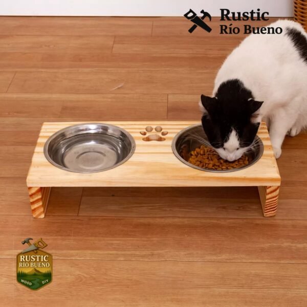 comedero para macota rustico de madera