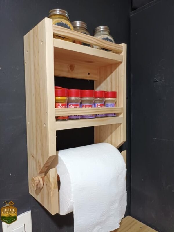 Repisa  Cocina Condimentos Con Portarrollo Organizador Cocina