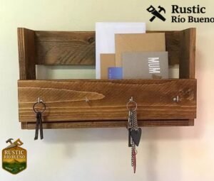 Porta Llaves Rustico De Madera Para Entrada Con Repisa