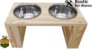 Comedero  O Bebedero  Doble Perros De Madera Bebedero  Doble Perros De Madera
