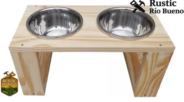 Comedero  O Bebedero  Doble Perros De Madera Bebedero  Doble Perros De Madera