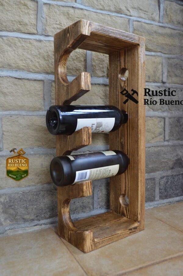 Porta botella para vino rustico de madera