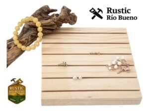 Exhibidor De Tarjetas O Pendiente Echo De Madera Rustico