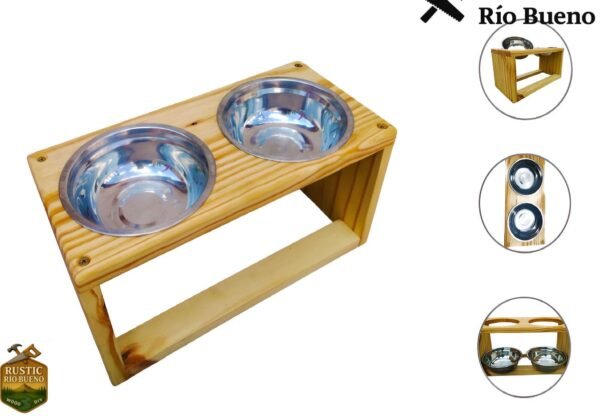 Comedero Bebedero Doble Gato Perro Antivuelco Bowl De Acero