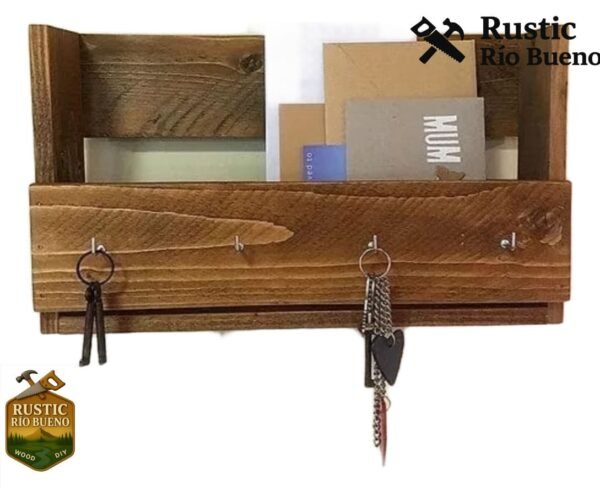 Porta Llaves Rustico De Madera Para Entrada Con Repisa