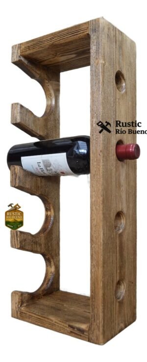 Porta botella para vino rustico de madera