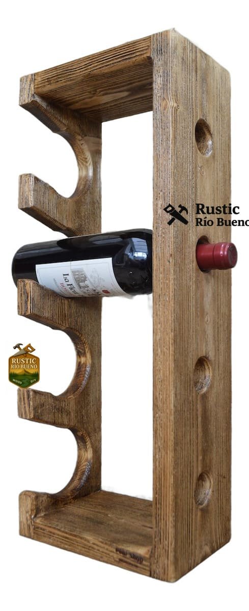 Porta botella para vino rustico de madera