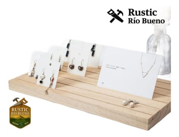 Exhibidor De Tarjetas O Pendiente Echo De Madera Rustico