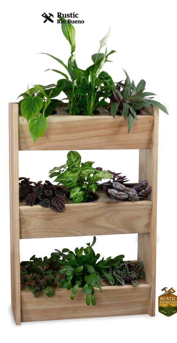 Estante  O Soporte Para Plantas   De Madera Rustico