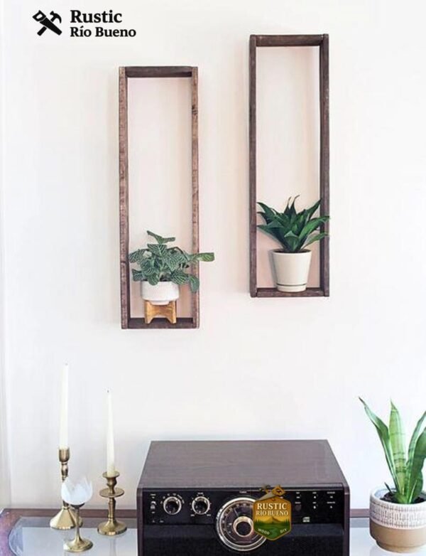 Juego De 2 Estantes De Madera Largos Para Decoración Rustico