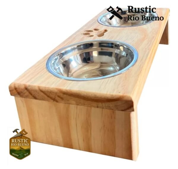 comedero para macota rustico de madera