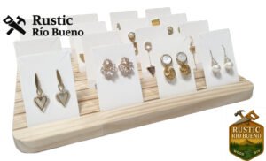 Exhibidor De Tarjetas O Pendiente Rustico De Madera De Tarjetas O Pendiente Rustico De Madera