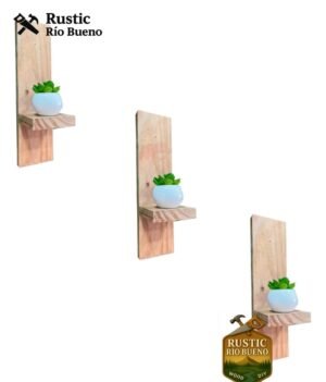 Combo X3 Portamaceta Colgante Flotante Madera Maciza Decoración