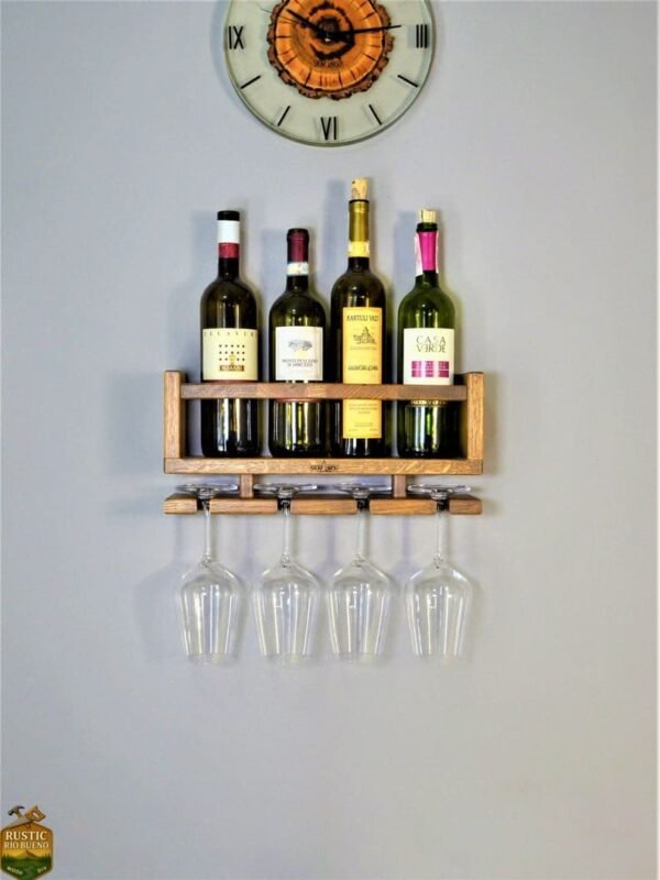 Porta Botella  Para Vino De  Madera  Soporte 4 Vinos