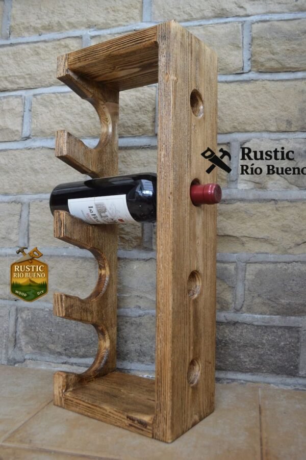 Porta botella para vino rustico de madera