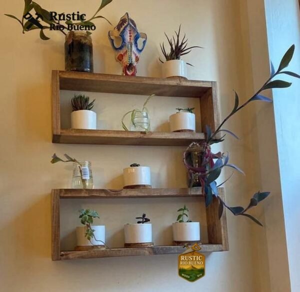 Juego De 2 Estantes De Madera Largos Para Decoración Rustico