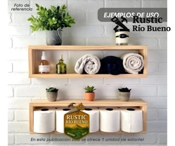 Estante Madera Pino Flotante Baño Decoración Pared
