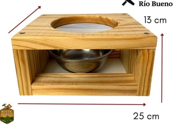 comedero bebedero elevado de madera rustico par tu mascota
