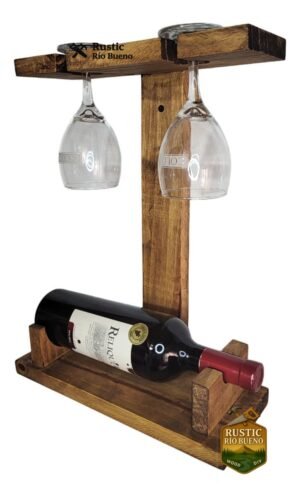 Porta Vino Cava Vinoteca Recta 2 Copas Madera Pintado