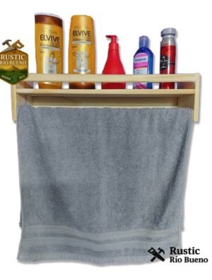 Toallero Moderno De Pared Con Estante Madera Pino