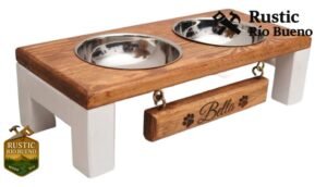 Soporte Comedero Para Perros Bebedero Mascota Madera