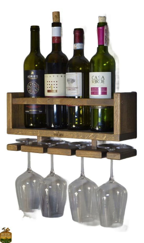 Porta Botella  Para Vino De  Madera  Soporte 4 Vinos