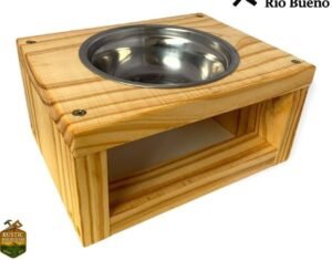 comedero bebedero elevado de madera rustico par tu mascota