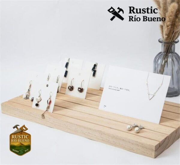 Exhibidor De Tarjetas O Pendiente Echo De Madera Rustico
