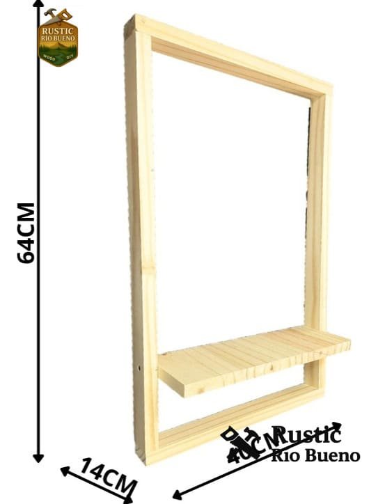 Estante Repisa 1 Piso Tipo Marco Colgar Pared Madera Pino