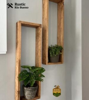 Juego De 2 Estantes De Madera Largos Para Decoración Rustico