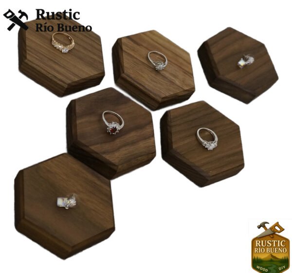 Exhibidor Pedestal Para Anillos Rustico De Madera