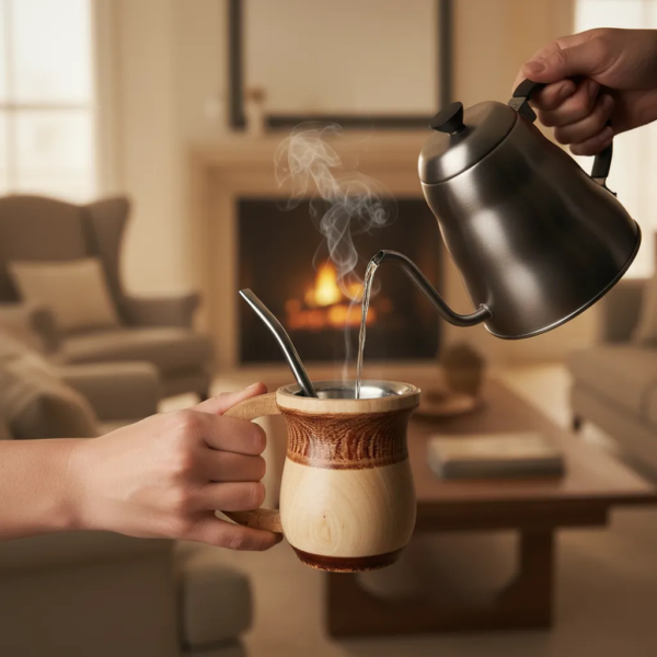 Mate torneado de madera nativa hecho a mano | Artesanía rústica en Chile