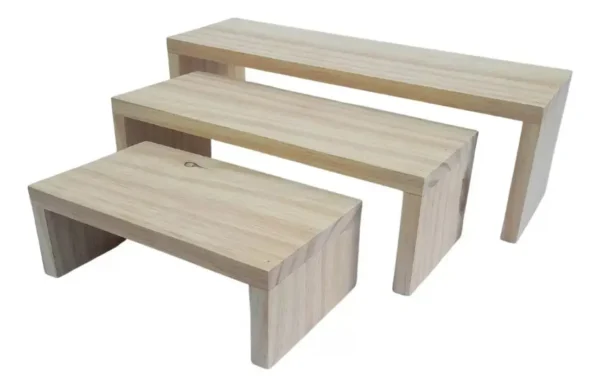 Exhibidor de Madera para Joyas | Set de 3 Tarimas para Ferias y Tiendas
